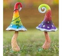 Garden Mile Lot de 2 Champignons en résine Multicolores pour décoration de Jardin d'intérieur ou d'extérieur en Forme de Champignon