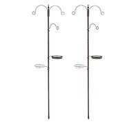Garden Mile Lot de 2 mangeoires à oiseaux à suspendre à 3 bras avec mât robuste et plateau en maille pour graines d'oiseaux, parfait pour les oiseaux sauvages et la faune