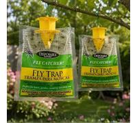Garden Mile Lot de 2 pièges à mouches jetables avec appât attractif - Sacs attrape-mouches à suspendre en plein air, piège à mouches et guêpes, piège à mouches activé par l'eau pour jardin, terrasse