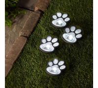 Garden Mile Lot de 4 lampes solaires d'extérieur en forme de patte de chat et de chien - Piquet étanche - Décoration pour patio, cour, allée
