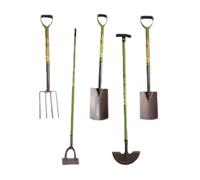 Garden Mile Lot de 5 outils de jardinage à long manche comprenant une pelle à bordure de pelouse en acier au carbone, une houe hollandaise et une pelle de jardin, un ensemble d'outils de creusement