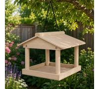 Garden Mile Mangeoire à oiseaux en bois à suspendre avec compartiment à graines - Station d'alimentation pour oiseaux de luxe et boules de graisse sur pied pour cour, terrasse ou jardin