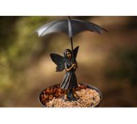 Garden Mile Mangeoire en métal à suspendre avec fée en résine pour oiseaux sauvages Style antique rustique avec chaîne et crochet de suspension Décoration de jardin