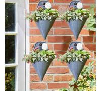 Garden Mile Panier à suspendre en rotin d'ardoise - Panier durable pour décorations de jardin, patio - Jardinière de jardin résistante aux intempéries (support mural en ardoise, 4)