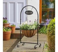 Garden Mile Panier de fleurs à suspendre en plastique de 38,1 cm avec chaîne à 4 voies avec réservoir d'eau, remplissage facile