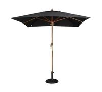 Garden Mile Parasol de jardin de 2,4 m avec cadre en bois - Résistant aux UV et à l'eau - Parasol d'extérieur pour terrasse, pelouse ou table - Parasol de jardin durable, Noir , 2.3m tall, 2.4m canopy