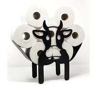 Garden Mile Porte-rouleau de papier toilette en métal noir en forme de vache pouvant contenir 7 rouleaux de papier toilette fantaisie animaux décorations de salle de bain support mural