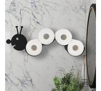 Garden Mile Porte-rouleau de papier toilette mural en métal noir en forme de chenille sur pied pour salle de bain - Peut contenir jusqu'à 4 rouleaux de papier toilette - Porte-rouleau de papier