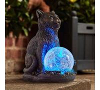 Garden Mile Statue de Chat à énergie Solaire - Éclairage LED Multicolore pour terrasse de Jardin (Chat Mystique)