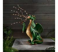 Garden Mile Statue de dragon à LED solaire pour extérieur, statue de dragon colorée avec LED en cascade, décoration de dragon en polyrésine imperméable 31 cm