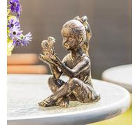 Garden Mile Statue de jardin Fairy Pixie - En résine résistante aux intempéries - 23 cm - Décoration de jardin en métal effet pierre - Figurine de jardin féérique - Pour terrasse, pelouse, balcon