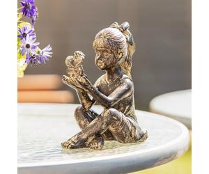 Garden Mile Statue de jardin Fairy Pixie - En résine résistante aux intempéries - 23 cm - Décoration de jardin en métal effet pierre - Figurine de jardin féérique - Pour terrasse, pelouse, balcon