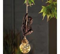 Garden Mile Statue de singe solaire de jardin - Lanterne solaire à suspendre en résine imperméable avec lumières LED - Décoration de jardin pour cadeaux de jardinage, décoration de terrasse (paresseux