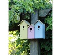 Garden Mile Triple 3 en 1 Coloré Bois Jardin Nichoir Nidification boîtes avec arrière Portes pour Un Nettoyage Facile prédateur Anti Rouille accueillir Petit Oiseaux moineaux, Seins Rouge-Gorge NID