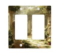Garden Oasis Plaques de protection pour interrupteur de lumière/couvercles de sortie, sculptures en marbre serein pour accents muraux, plaques murales thermoplastiques, taille standard double bascule
