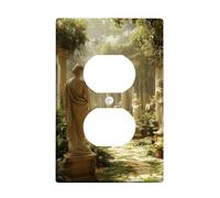 Garden Oasis Plaques de protection pour interrupteur de lumière/couvercles de sortie, sculptures en marbre serein pour accents muraux, plaques murales thermoplastiques, prise duplex simple de taille
