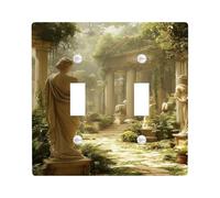 Garden Oasis Plaques de protection pour interrupteur de lumière/couvercles de sortie, sculptures en marbre serein pour accents muraux, plaques murales thermoplastiques, taille standard double bascule