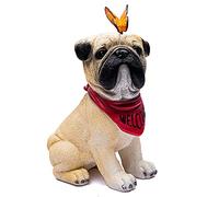 Garden Ornaments, Cute Puppy with Welcome Sign, Hand-Carved Realistic Country Dog, Resin Sculpture for Living Room, Courtyard Decorations, Housewarming Gifts,Teddy Gift(Pug)