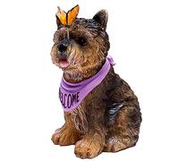 Garden Ornaments, Cute Puppy with Welcome Sign, Hand-Carved Realistic Country Dog, Resin Sculpture for Living Room, Courtyard Decorations, Housewarming Gifts,Teddy Gift(Teddy)