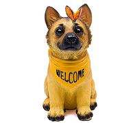 Garden Ornaments, Cute Puppy with Welcome Sign, Hand-Carved Realistic Country Dog, Resin Sculpture for Living Room, Courtyard Decorations, Housewarming Gifts,Teddy Gift(Hound)
