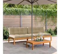 Garden Pallet Sofa Set 2PCS with Cushions, Outdoor Modular Central Sofa for Patio Backyard Balcony, Acacia Wood Furniture with Thick Waterproof Pillows, 120x92x69cm, Max Load 110kg per Seat