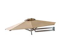 Garden Parasol,2.2m Wall-Mounted Parasol with 8 Aluminum Ribs for Patio/Garden, Small Round Hanging Folding Sun Shelter, UV Protected Outdoor Patio Umbrellas (Khaki)