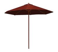 Garden Parasol,2.7m/8.9ft Octagonal Shade Umbrella, Wooden Foldable UV Protection Waterproof for Beach/Pool/Patio Canopy Sun Shelter Tent (Red)