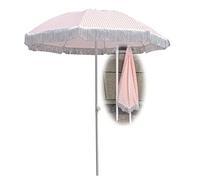 Garden Parasol Rose White Stripes Place Umbrella 1,40m, Parapluie de Parasol Rond du avec Glands, Ombre de Soleil extérieur pour Plage, Piscine, Parasol de Camping extérieur Pliable sans ba