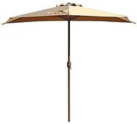 Garden Parasol Sun Parasol Umbrella Garden Parasols Khaki Patio Balconie Demi-Parapluie Semi-Circulaire avec manivelle, Sun Shade Semi Round Circular for Outdoor Garden Small Terrace (Kaki 9ft / 270c