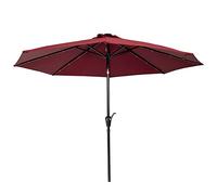 Garden Parasol Umbrel extérieur 2,7m 8 côtes côtes de Patio Parasol Parapluie du Soleil Ombre w/Crank inclinable Solaire éclairé Facile à Assembler de Stocker Parapluie de