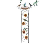 Garden Parrot Bath with Trellis, Outdoor Climbing Plant Support with Birdbath Bowl, Freestanding Birdfeeder Station for Lawn Yard Backyard Wildlife Attraction Use 40,94 x 14,37 in