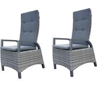 Garden Pleasure 2x Chaise à dossier haut RANA Set Jardin Chaise Poyrattan réglable Chaises