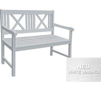 Garden Pleasure Banc de jardin MALMÖ 2 places L 120 x P 59 x H 89 cm, Couleur : Blanc