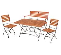 Garden Pleasure Ensemble de salon WIEN 4.pcs. Table Chaise pliante Banc Bois Meubles de jardin