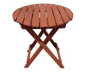 Garden Pleasure Hanford Table de jardin pliante en bois d'eucalyptus rond Ø 45 x H 50 cm