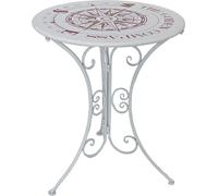 Garden Pleasure Table BAYO ronde Ø60cm métal avec motif boussole vintage - Table style vintage