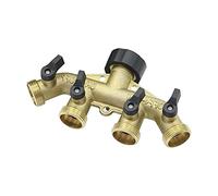 Garden Plumbing Brass 3/4" European/Four-Way Splitter 1Pc with Valve Garden Irrigation Water Control Valve Faucet Connector (Color : American)