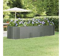 Garden Raised Bed Planter Box Oval Shape 322x100x68cm Large Elevated Flower Pot for Vegetables Herbs Flowers, Galvanized Steel Rustproof Outdoor for Patio Balcony Backyard, Easy Assembly Grey