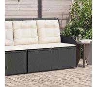 Garden Reclining Bench with Cushions, Adjustable Backrest Outdoor Furniture Set, Black Wicker Resin & Powder Coated Steel Frame, for Patio, Terrace, Backyard Relaxation, Max Load 110kg per Seat