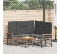 Garden Reclining Sofa Set, Outdoor Patio Furniture with Adjustable Backrests, Modern Poly Rattan and Steel Frame, Waterproof Cushions, Gray Color for Terrace, Backyard, and Poolside Relaxation