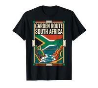 Garden Route Drapeau Afrique du Sud Pont côtier Art Vintage T-Shirt