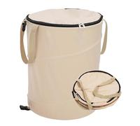 Garden Sac de jardin Pop Up 91L,Poubelle de camping 600D Oxford Sac à déchets de jardin pliable et stable-Imperméable- Bac à feuilles vertes-Monter soi-même (Beige, Petit)