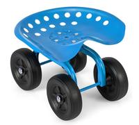 Garden Scooter, Siège pivotant à 360°, Hauteur réglable, pneus de 18 cm, capacité de Charge de 150 kg, siège de Jardinage Robuste, 47 x 45 x 31-41 cm(Blue+Black)