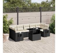 Vidaxl Salon De Jardin 8 Pcs Avec Coussins Noir Résine Tressée