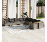 Vidaxl Salon De Jardin 11 Pcs Avec Coussins Gris Résine Tressée