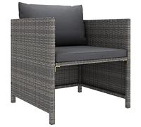 Garden Sofa with Cushions Grey Woven Resin Outdoor Furniture Set, Weather-Resistant Modular Patio Lounge Chair for Terrace Balcony, Lightweight Durable Steel Frame & Removable Seat Back Pillows