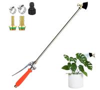 Garden Sprayer Wand, Metal Watering Wand with Adjustable Nozzle, Quick Connector and Shut-Off Valve for Outdoor Plants, Trees, Flowers, Patio, Lawn, Backyard, 26.38 Inches, Silver