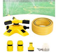 Garden Sprinkler with 5-20m Water Pipe,Grass Rotating Automatic Spray Water,Sprinklers 360° Rotation Attachment for Garden Hose,for Watering Your Lawn Plants Flowers Veggies and More (Yellow,20M)