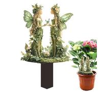 Garden Stakes, 2D Flat Fairy Lawn Stake Ornaments, 4.72x7.87x0.12 inches Fade Resistant Metal Figures, Decorative Outdoor Art for Porch, Balcony, Patio, Backyard, Flower Bed
