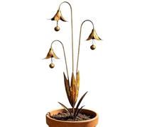 Garden Stakes Decorative, Flower Shape Statue, Weatherproof Yard Art, Hanging Bell Accent 26.38x12.99x2.36in Size Outdoor Design for Yard Pathway Walkway Patio Spring Summer Landscape Garden Decor Use